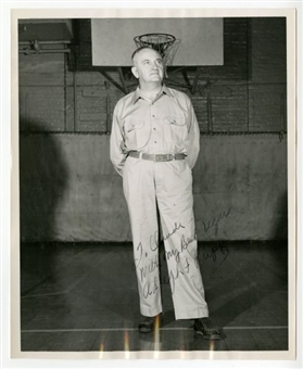 Adolph Rupp Signed 8 x 10 Photo Inscribed to Kentucky Radio Legend Claude Sullivan 